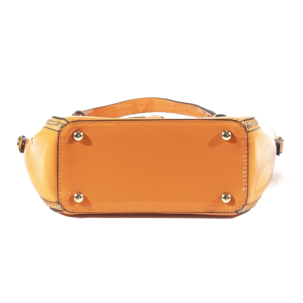Orange Patent Leather Crossbody Handbag